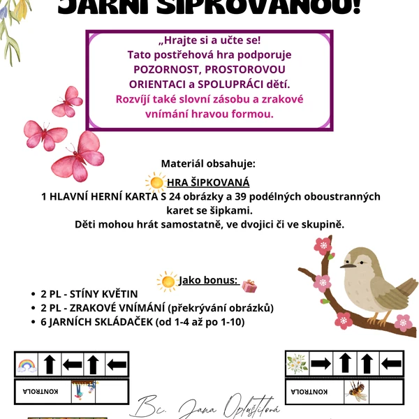 Jarní aktivita - šipkovaná (+pracovní listy a skládačky jako BONUS)
