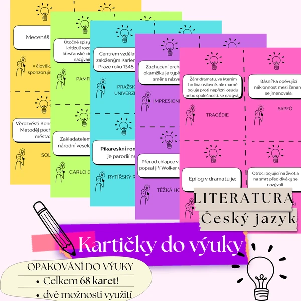 68 OPAKOVACÍCH KARET, oživ hodiny ČJ!