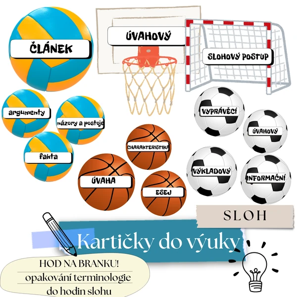 HOD NA BRANKU! Kartičky do hodin slohu. 