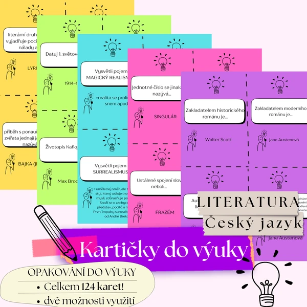 124 OPAKOVACÍCH KARET, oživ hodiny ČJ!