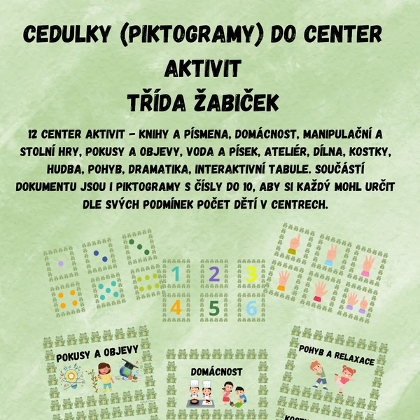 piktogramy do center aktivit - žabičky