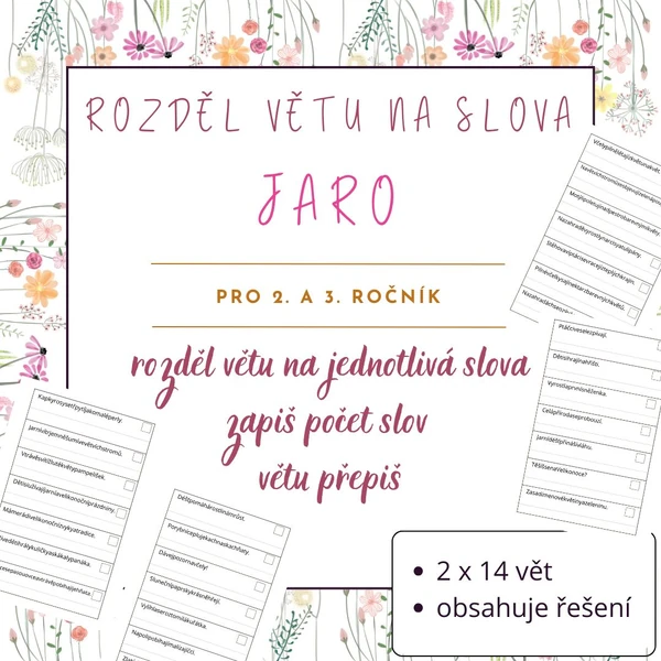 Rozděl větu na slova a přepiš - JARO