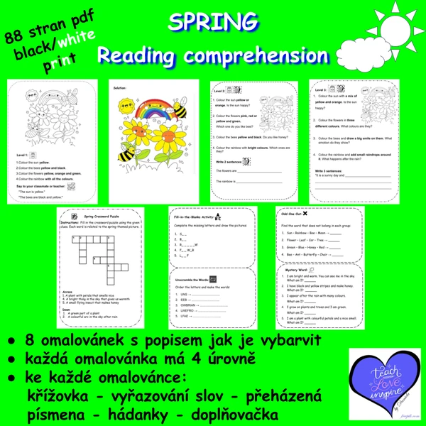 SPRING Reading comprehension, colouring (JARO - čtení s porozuměním do hodin AJ)