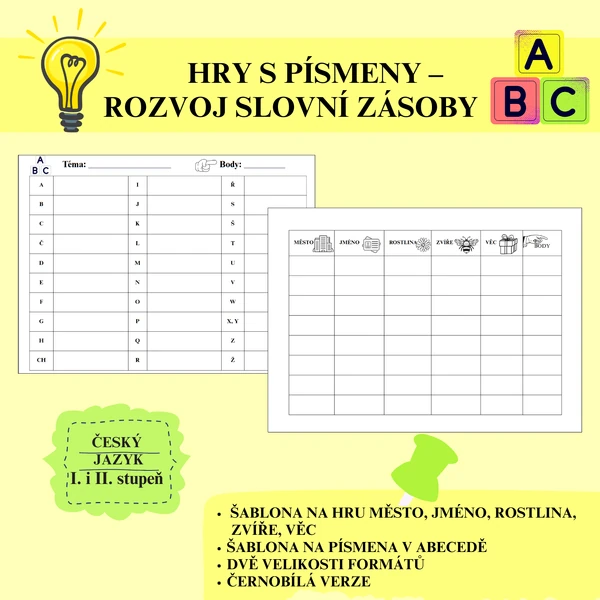 Hry s písmeny –⁠⁠⁠⁠⁠⁠ rozvoj slovní zásoby