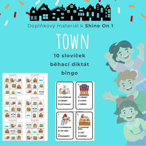 town - bingo, běhací diktát, 3.- 5. třída