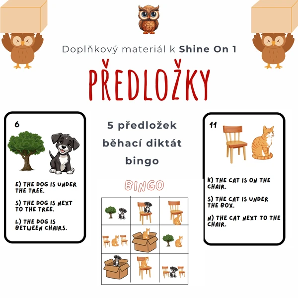 předložky -bingo, běhací diktát 2. - 4. třída