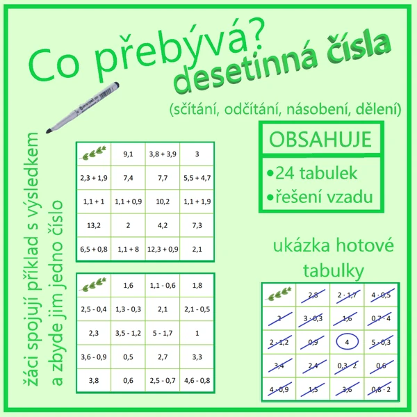 Co přebývá? - Desetinná čísla