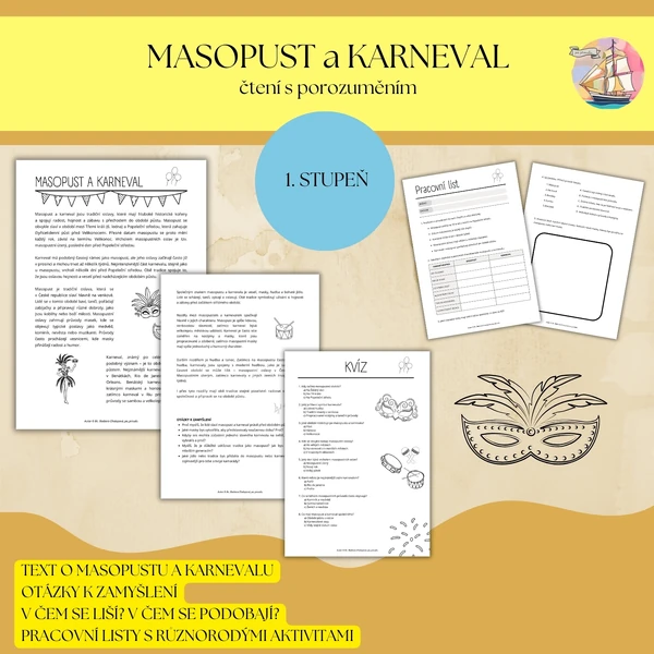 Masopust a karneval - čtení s porozuměním