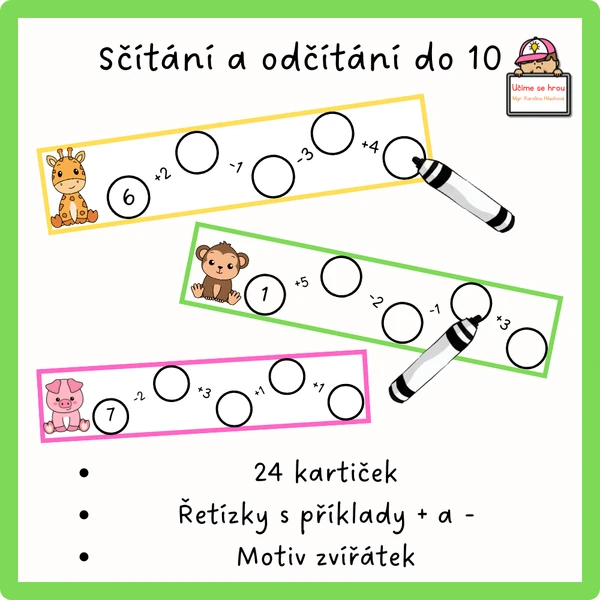 Matematické řetízky - sčítání a odčítání do 10