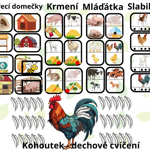 Zvířátka na farmě a jejich mláďátka