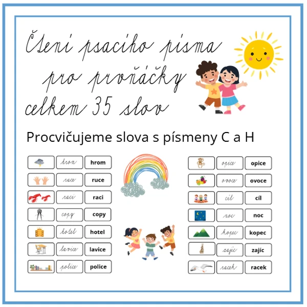 Učíme se číst slova s písmeny C a H