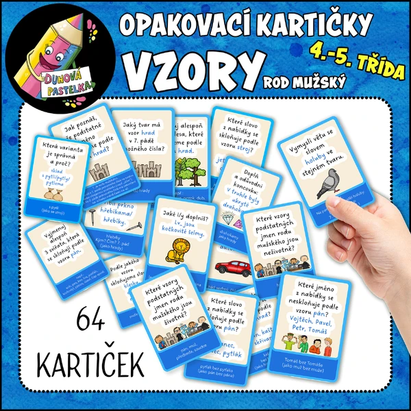VZORY PODSTATNÝCH JMEN - opakovací kartičky - rod mužský