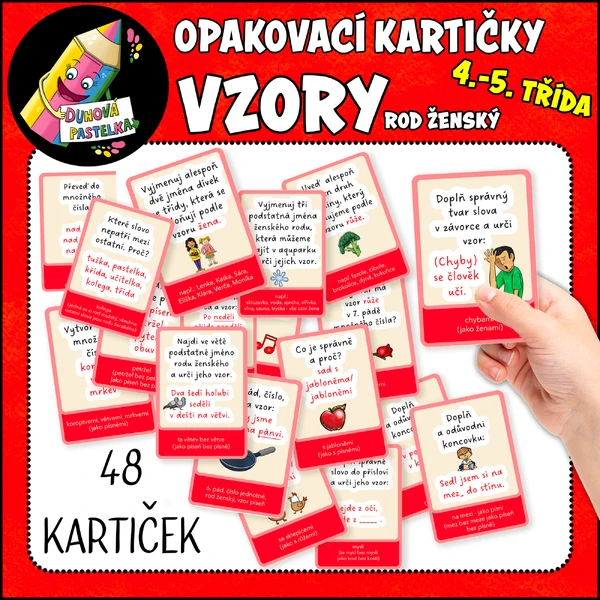 VZORY PODSTATNÝCH JMEN - opakovací kartičky - rod ženský