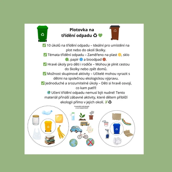 Třídění odpadu - plotovka ♻️ 💚