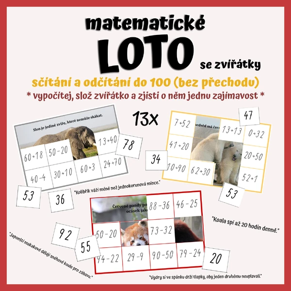 LOTO sčítání a odčítání do 100