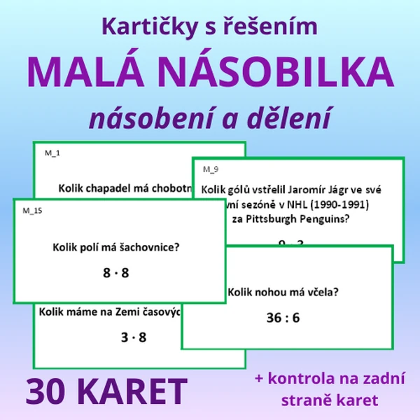Kartičky s řešením – zajímavosti ze světa – MALÁ NÁSOBILKA (násobení, dělení)