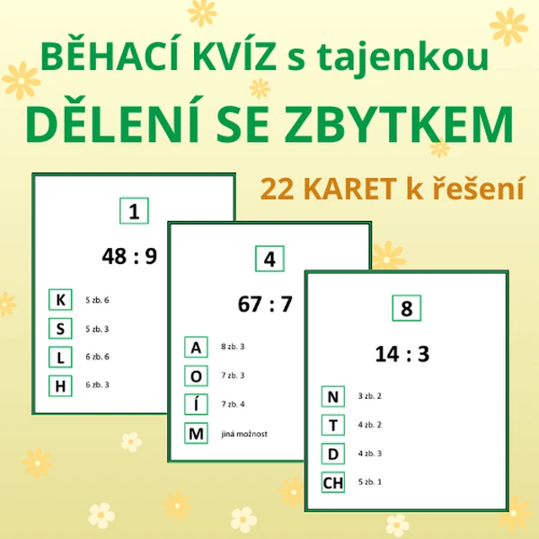 BĚHACÍ KVÍZ s tajenkou – DĚLENÍ SE ZBYTKEM