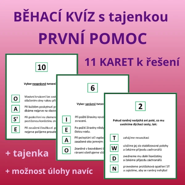 BĚHACÍ KVÍZ s tajenkou – PRVNÍ POMOC