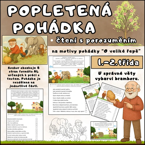 🥔 POPLETENÁ POHÁDKA – O VELIKÉ BRAMBOŘE 🥔 - čtení s porozuměním