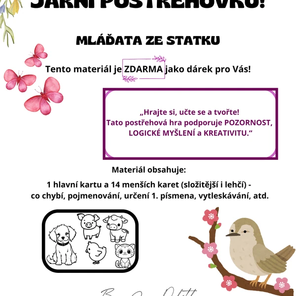 Jarní postřehovka - Vybarvi si sám (MLÁĎATA ZE STATKU)
