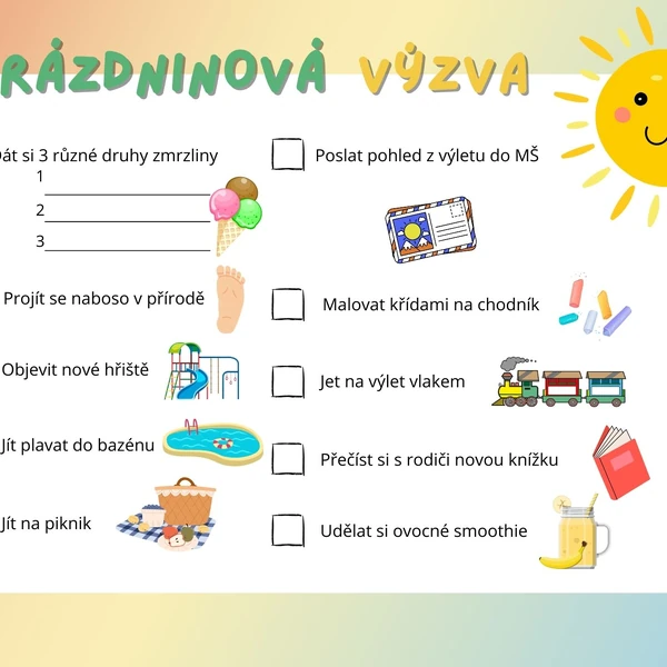 Prázdninová výzva - záznamový arch