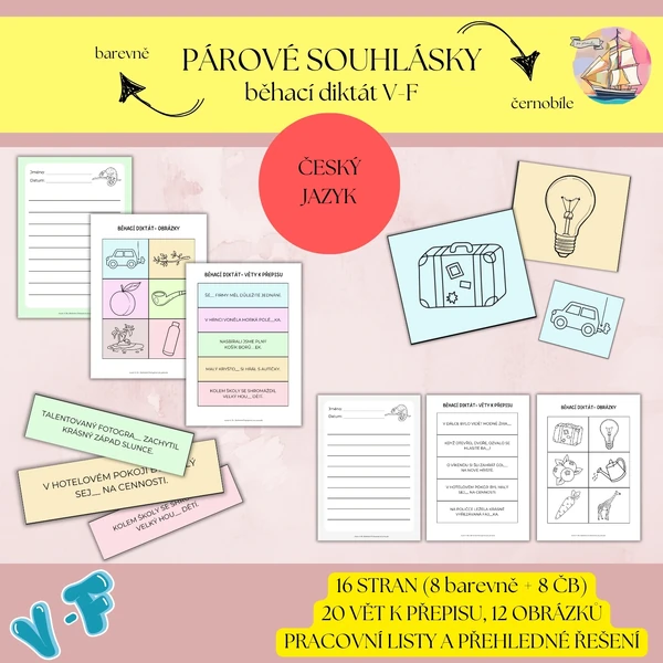 Párové souhlásky V-F běhací diktát