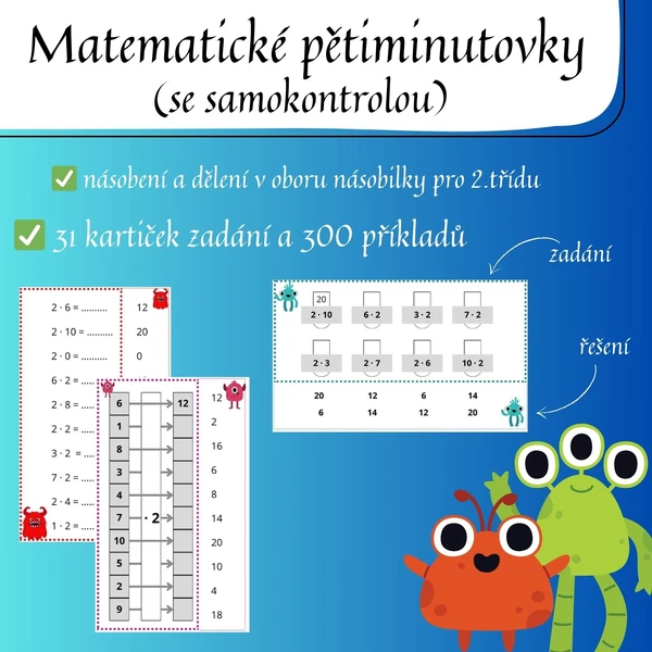 Matematické pětiminutovky pro 2. třídu - malá násobilka