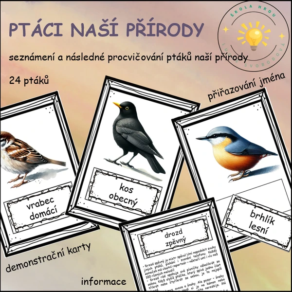 PTÁCI NAŠÍ PŘÍRODY - demonstrační karty