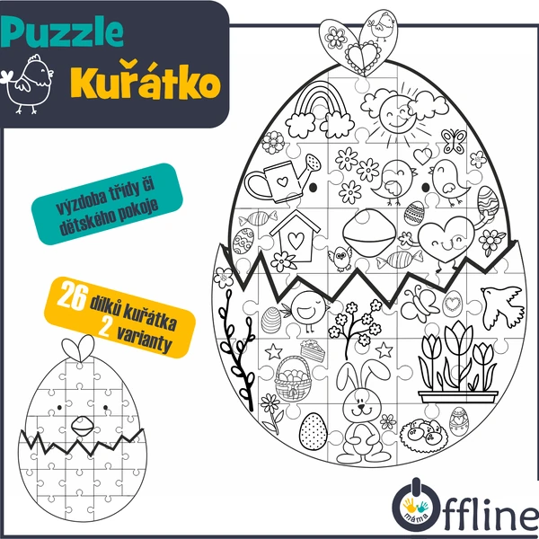 Velikonoční Puzzle - kuřátko