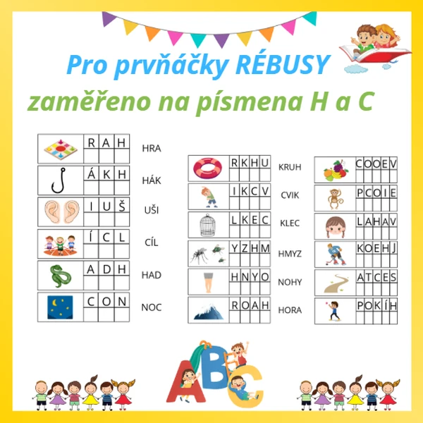 Rébusy pro prvňáčky (slova s H a C)