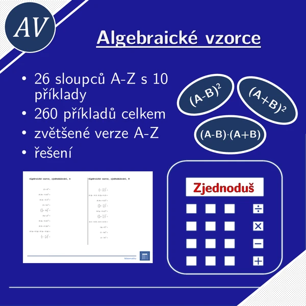 Algebraické vzorce, zjednodušování | matematika, algebra | 26 sloupců