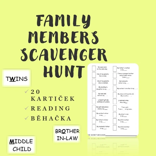 Family members - scavenger hunt běhačka