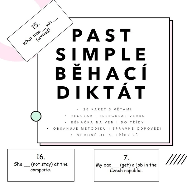 Past simple (regular + irregular verbs) - běhací diktát 