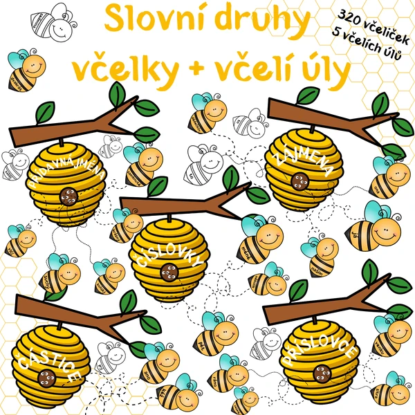 Slovní druhy - včelky + včelí úly