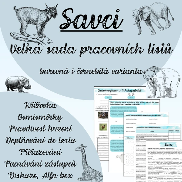 Savci - sada pracovních listů