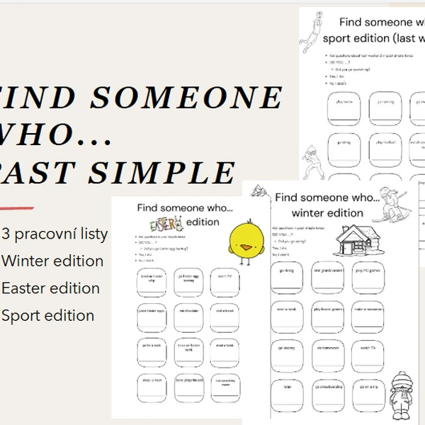 Find someone who - 3 worksheets (past simple)
