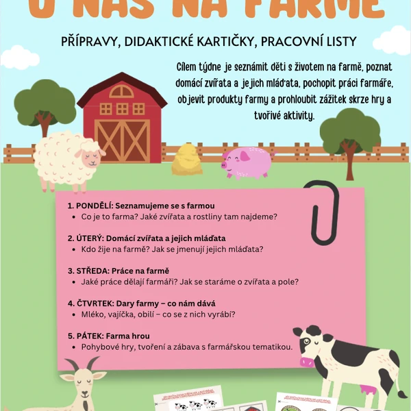 Farma - přípravy, sada aktivit, PL (zvířata, mláďata)