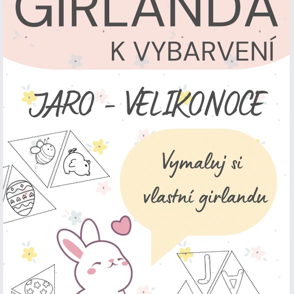 Girlanda - jaro/Velikonoce (k vybarvení)