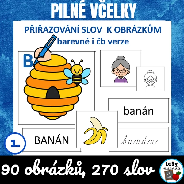 Pilné včelky - třídění s obrázky a slovy