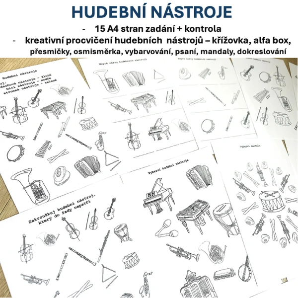 Hudební nástroje - pracovní listy
