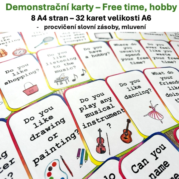 Free time, hobby - conversation cards