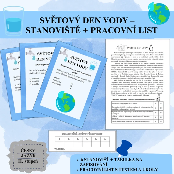 Světový den vody –⁠⁠⁠⁠⁠⁠ stanoviště + pracovní list 