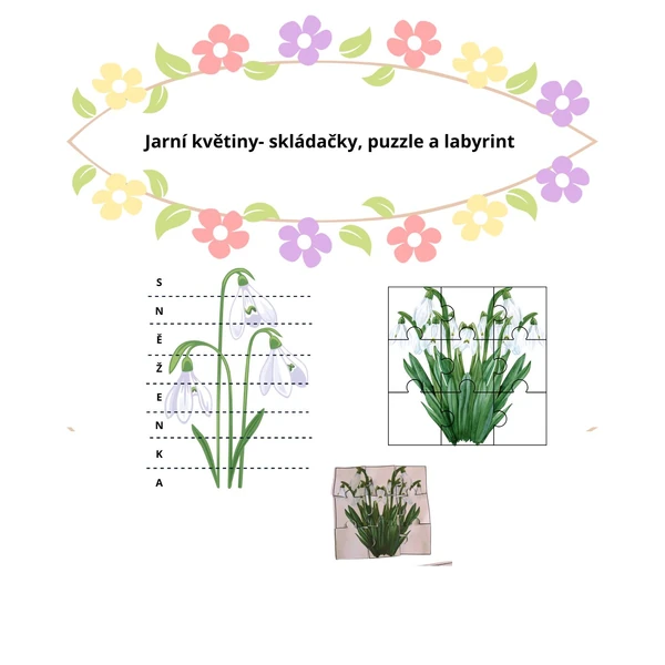 Jarní květiny- skládačky, puzzle a labyrint