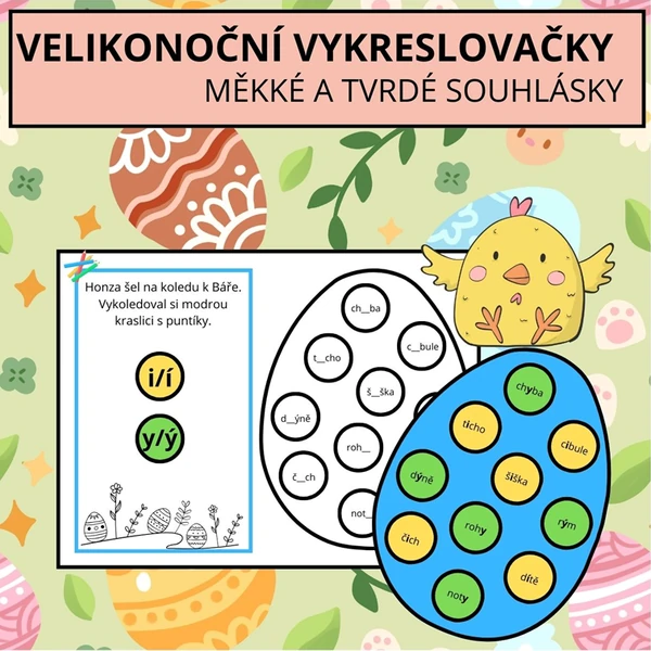 VELIKONOČNÍ VYKRESLOVAČKY - TVRDÉ A MĚKKÉ SOUHLÁSKY