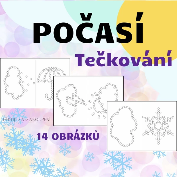 Tečkování - počasí - 14 obrázků