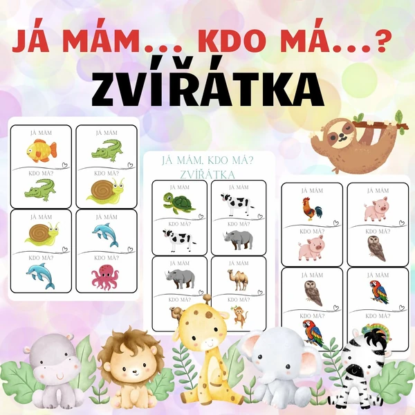 Já mám. Kdo má? 48 kartiček zvířátek