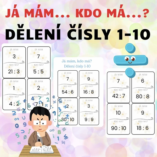 100 kartiček - Dělení čísly 1-10 Já mám. Kdo má?