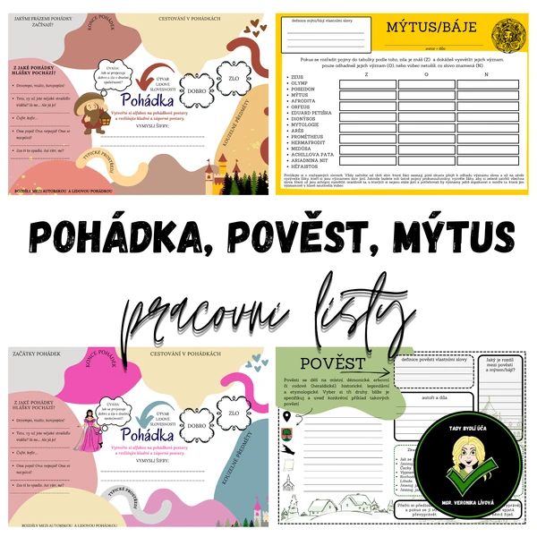 Pohádka, pověst, mýty - pracovní listy 