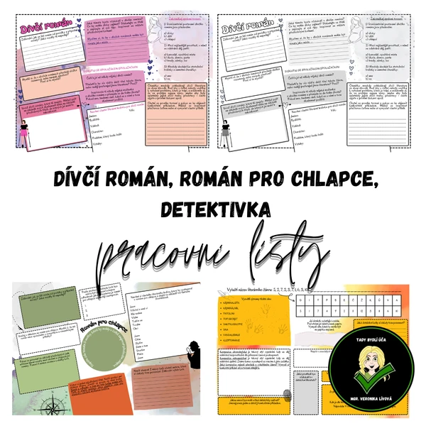 Dívčí román, román pro chlapce, detektivka - pracovní listy 