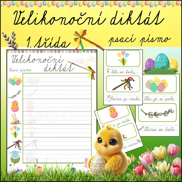 🏃‍♂️ BĚHACÍ VELIKONOČNÍ DIKTÁT – PSACÍ PÍSMO ✍️🌸
